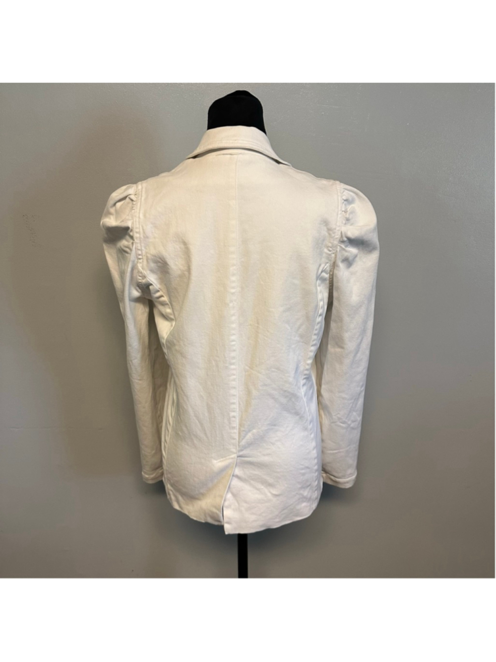 Elan Anthropology White Denim Blazer with Gold Button Size Medium collared - Picture 4 of 10